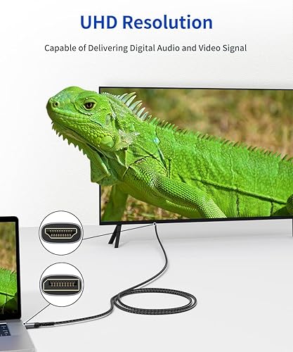 Miniatura 3 de Paquete de 2 adaptadores de cable DisplayPort a HDMI 4K de 6.6 pies, JSAUX DP a HDMI macho UHD 4K 30Hz2K 601080P 120, cable HDTV unidireccional