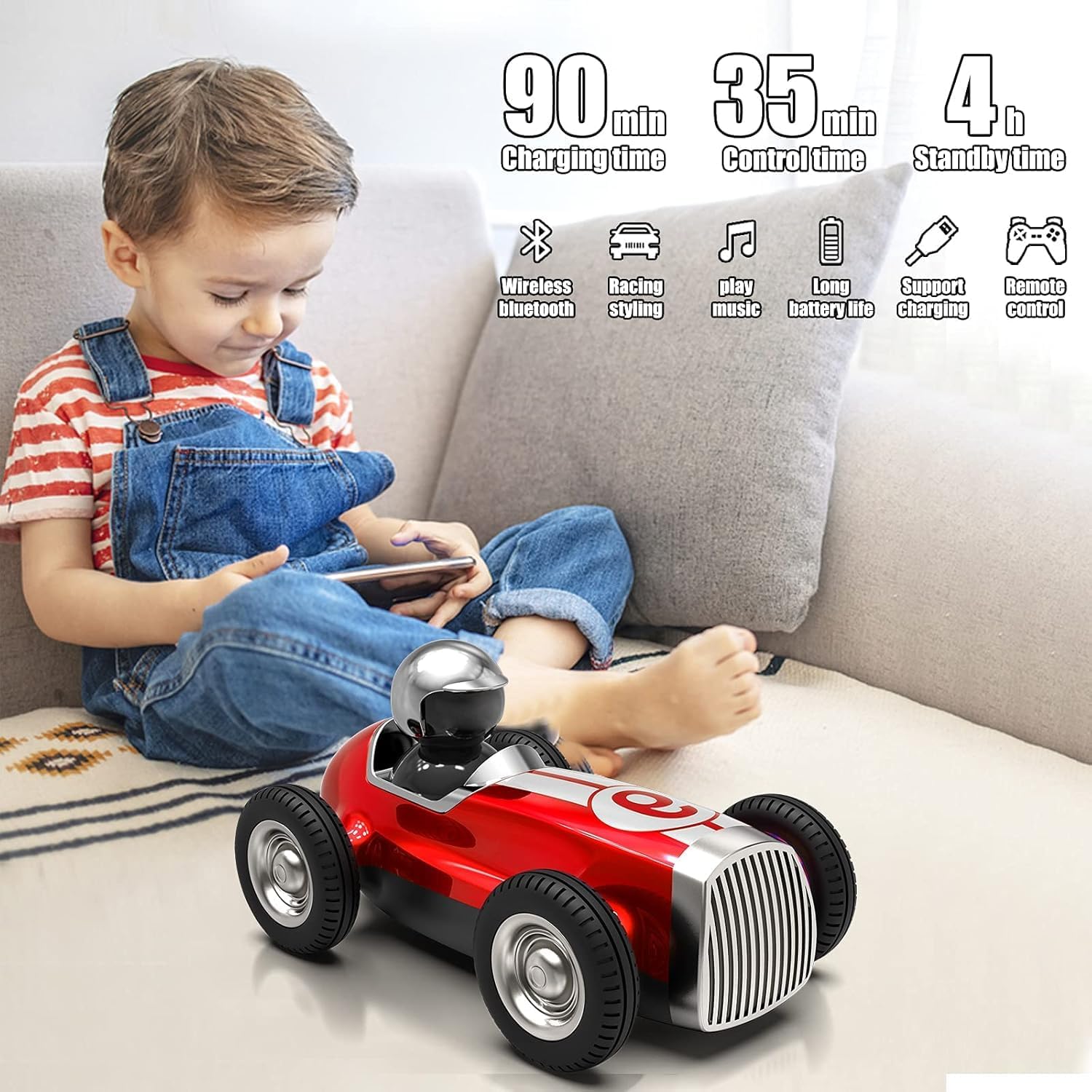 KIZJORYA RC Cars with Hi-Fi Wireless Bluetooth Speakers - Outdoor Indoor Powerful Portable Speaker, Remote Control Car Truck for Boys Girls Kids Adults, 2.4GHz Rechargeable Music RC Truck for Kids 3