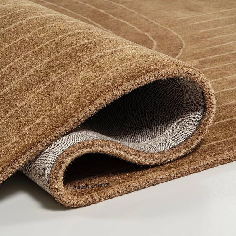 Image of Irregualr Shape Hand Tufted Carpet Pure Soft Wool Non Slip & Durable Easy to Clean Floor Area Rug Modern Design Carpet for Living Room 5x8 Feet (150x240 cm)