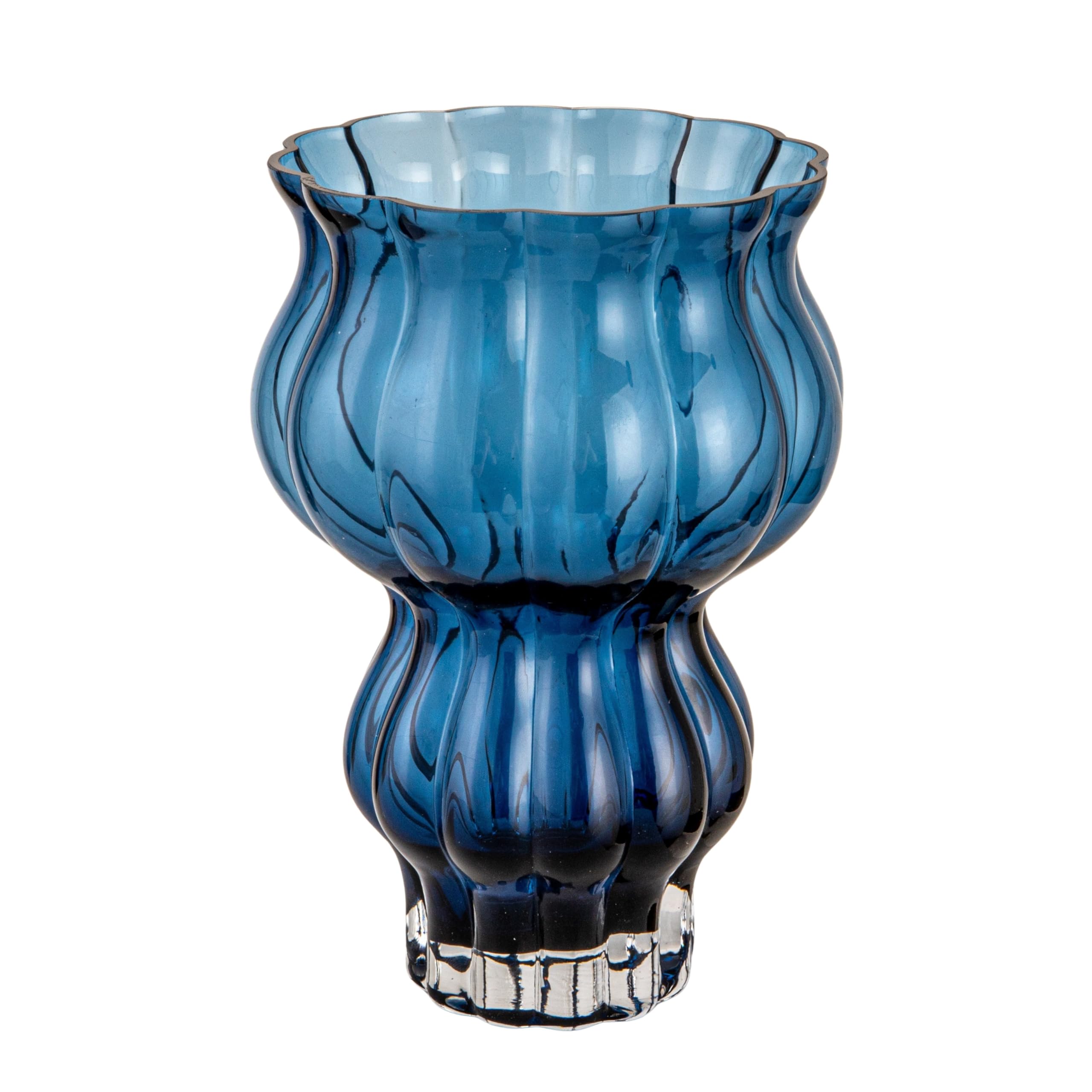 Vase Rond en Verre pressé Bleu Bloomingville pour décoration de table élégante