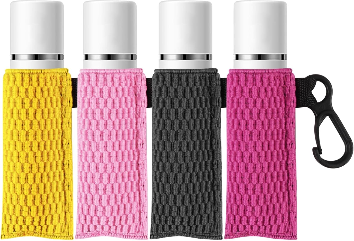 4 stuks lippenbalsem sleutelhanger houder mouwen, elastische lippenstift houder zakje voor Chapstick, Lip Gloss, Lipsticks, Universele Pocket Lipbalm Pouch, Chapstick Houder met Sleutelhanger Clip