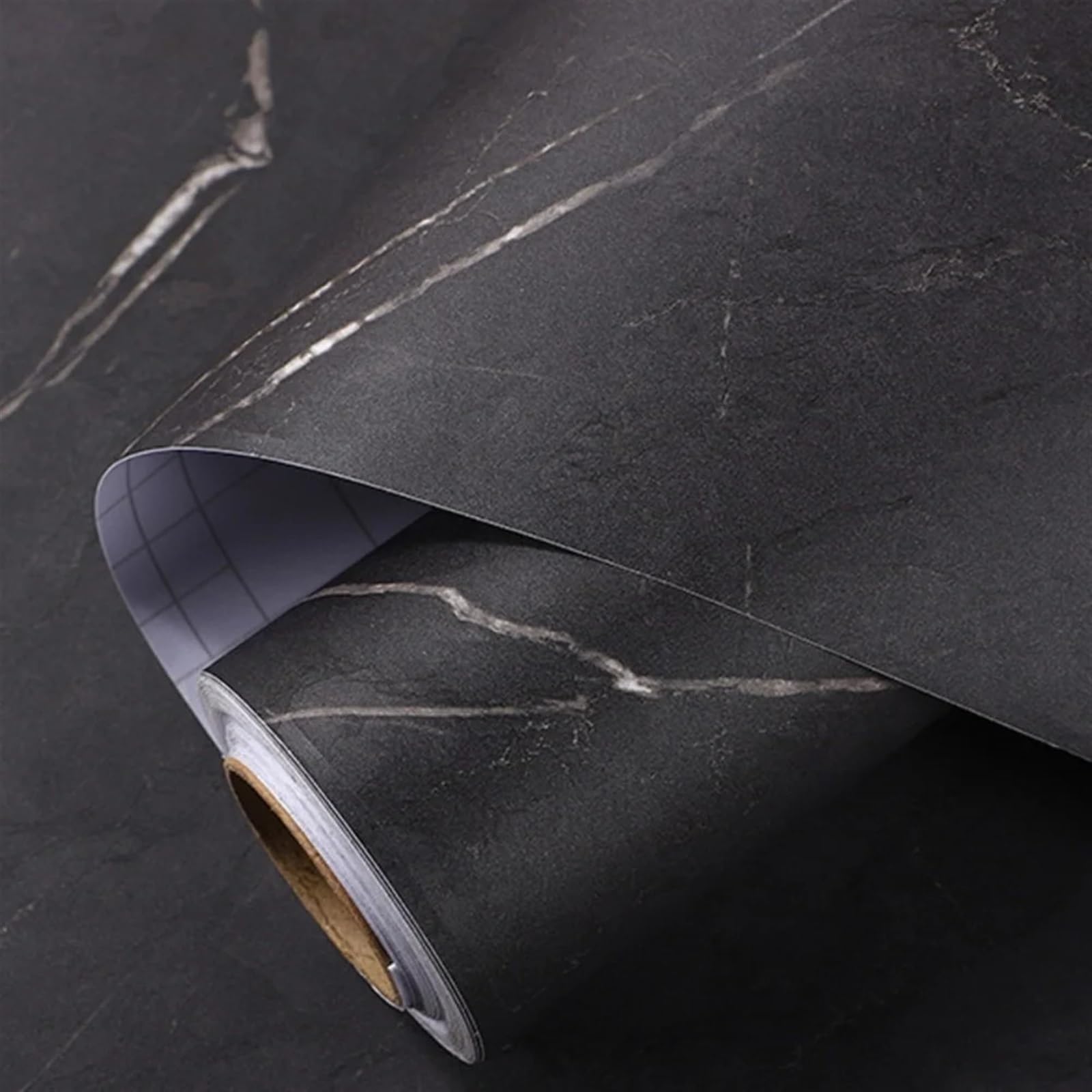 Wandschutzfolie Dicke mattschwarze PVC-Marmor-Selbstklebende Tapete, Wandaufkleber, Küche, ölbeständig, Desktop-Möbelfolie, Heimdekoration(60x200 cm)