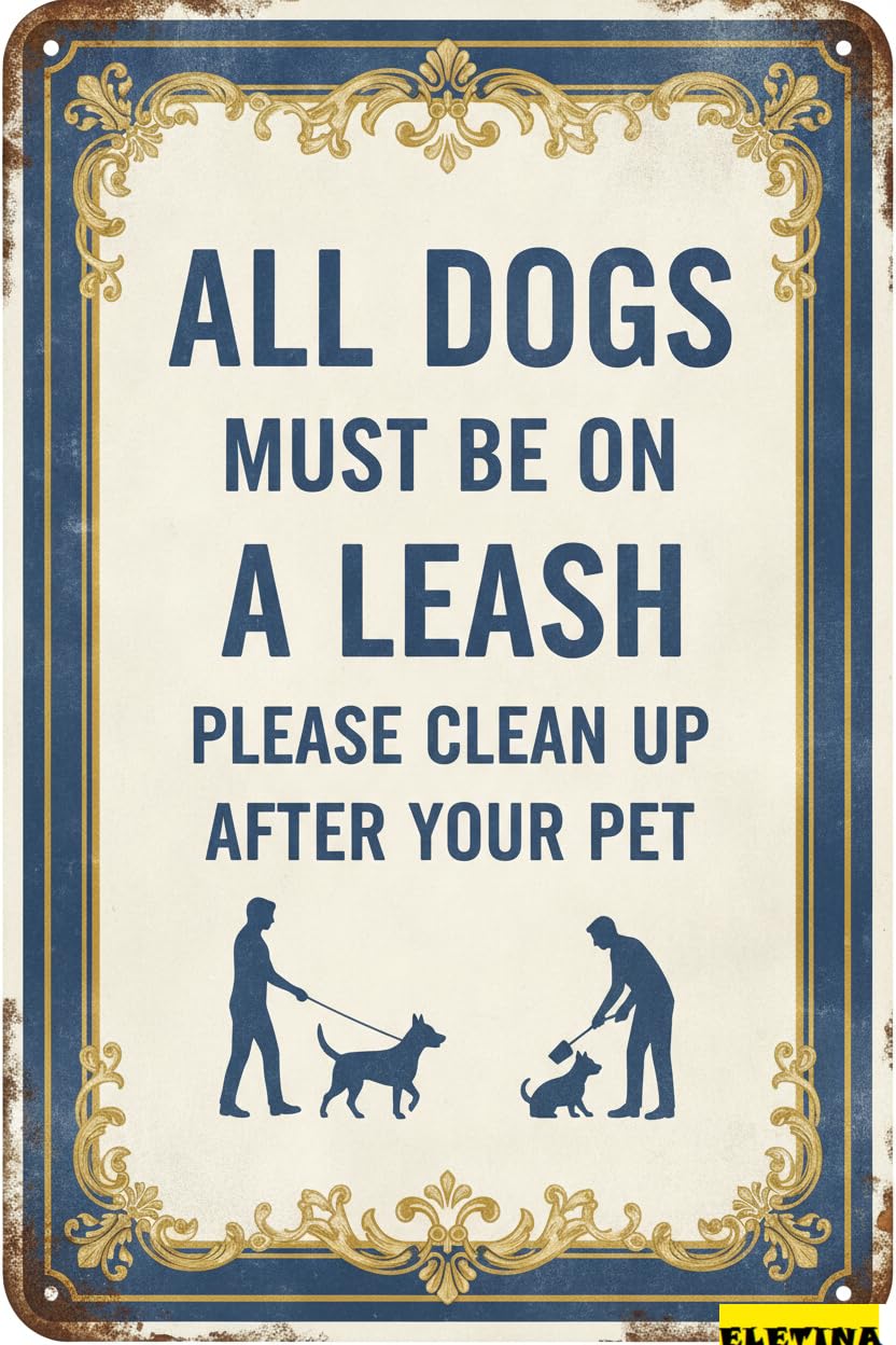 Personalized Sign for Man Cave Metal Warning All Dogs Must Be On A Leash Men S Vintage Street Caution Warning Wall Art Decor Metal Gate Outdoor Driveway Floor Garden 8x12in Private Property Decorative