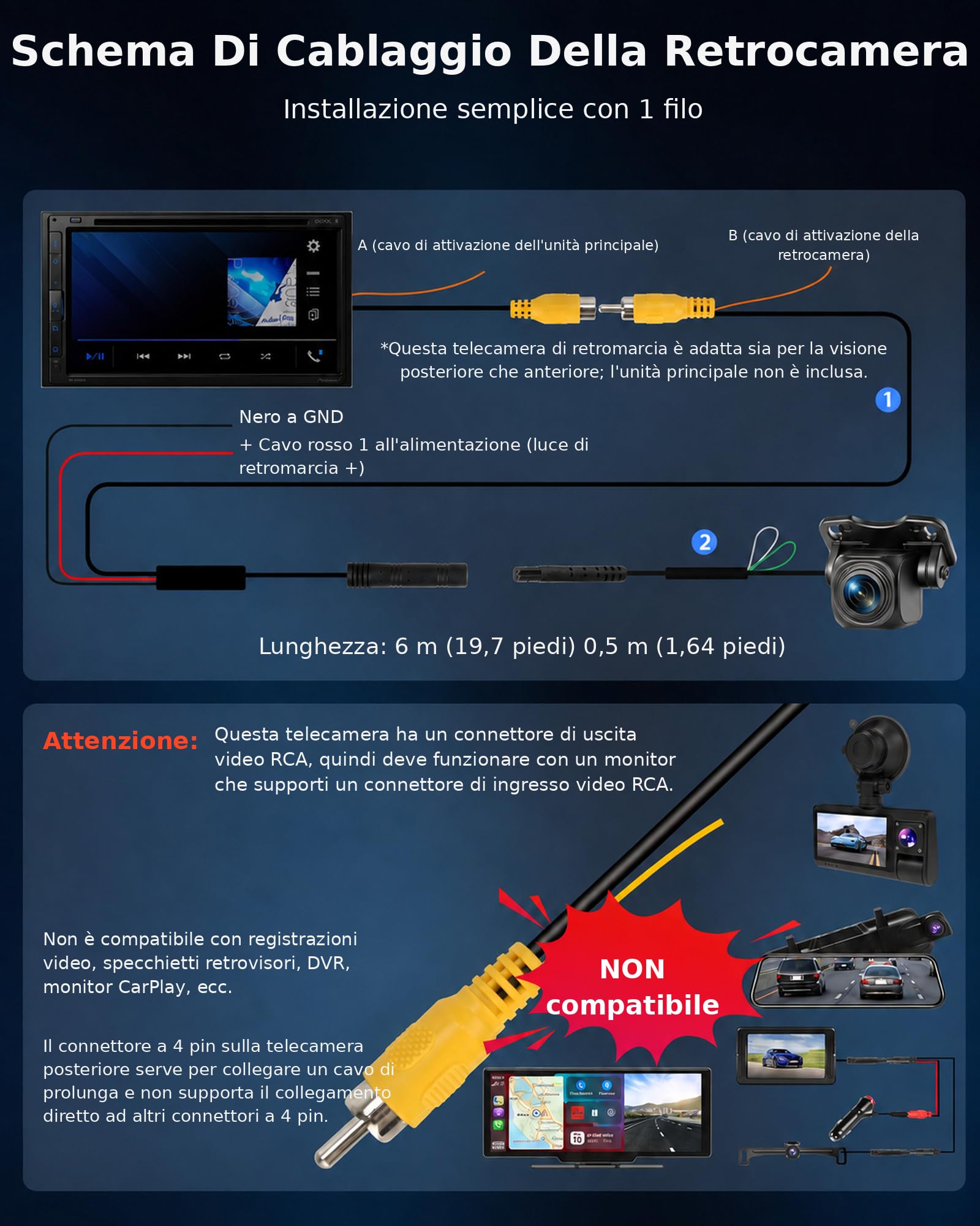 Telecamera di retromarcia AHD 1080P NTSC universale per retromarcia telecamera di retromarcia 160° grandangolare visione notturna HD IP68 impermeabile telecamera posteriore per SUV camper pickup Van