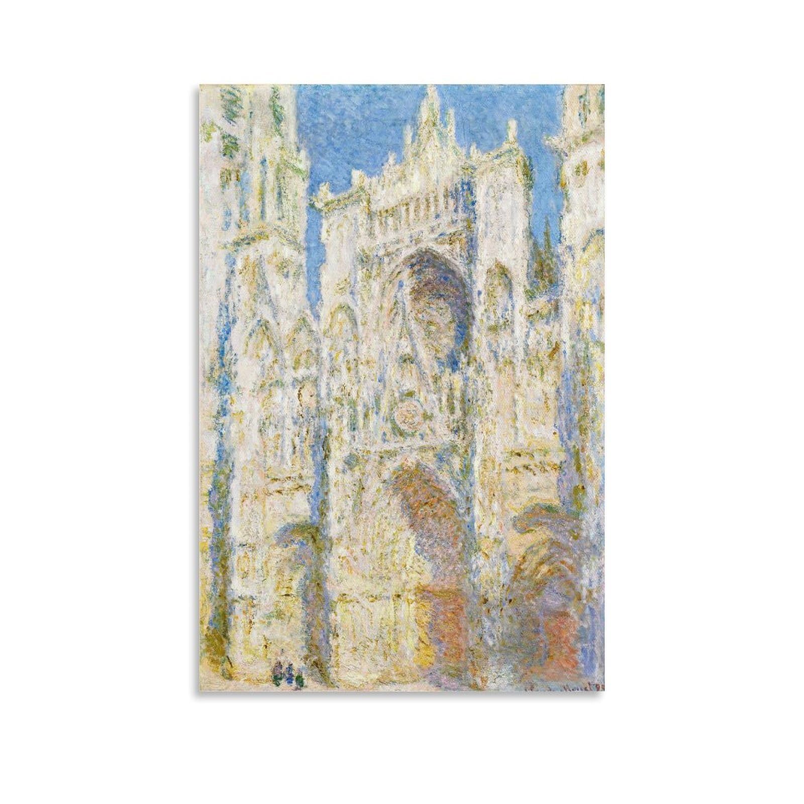HOANGJUN Rouen Cathedral West Façade Sunlight Poster Claude Monet Canvas Print Impressionist Gothic Light Wall Art Poster, Home Decoration Painting ; Unframe; 20x30inch(50x75cm)