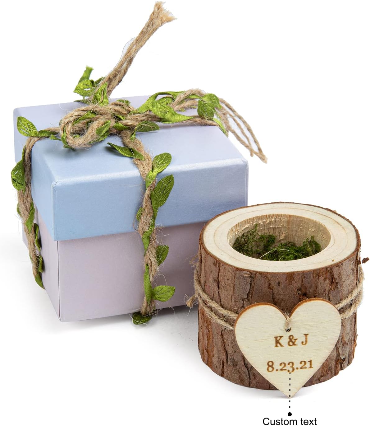 Wood Engagement Ring Box Custom Engraved Name/Text Ring Box for Proposal Wedding Handmade Wooden Ring Box for Couple Girlfriend Wife (Style 2)