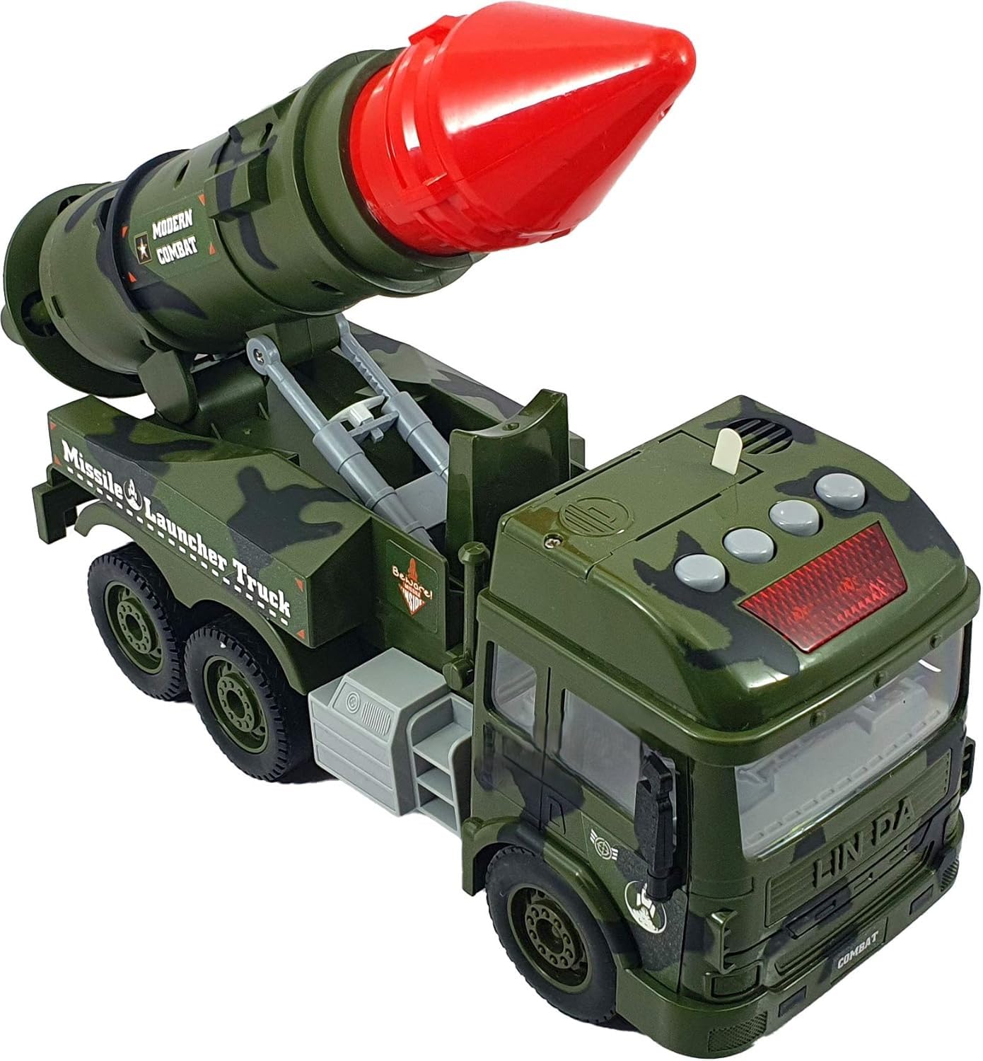 KRIREEN Military Power Missile Launcher Truck Toy - Advanced Missile Military Launcher Friction Power Army Truck Toy with Light & Sound for 3+ Years Old Boys and Girls, Best Gift for kids, (Pack of 1) 1