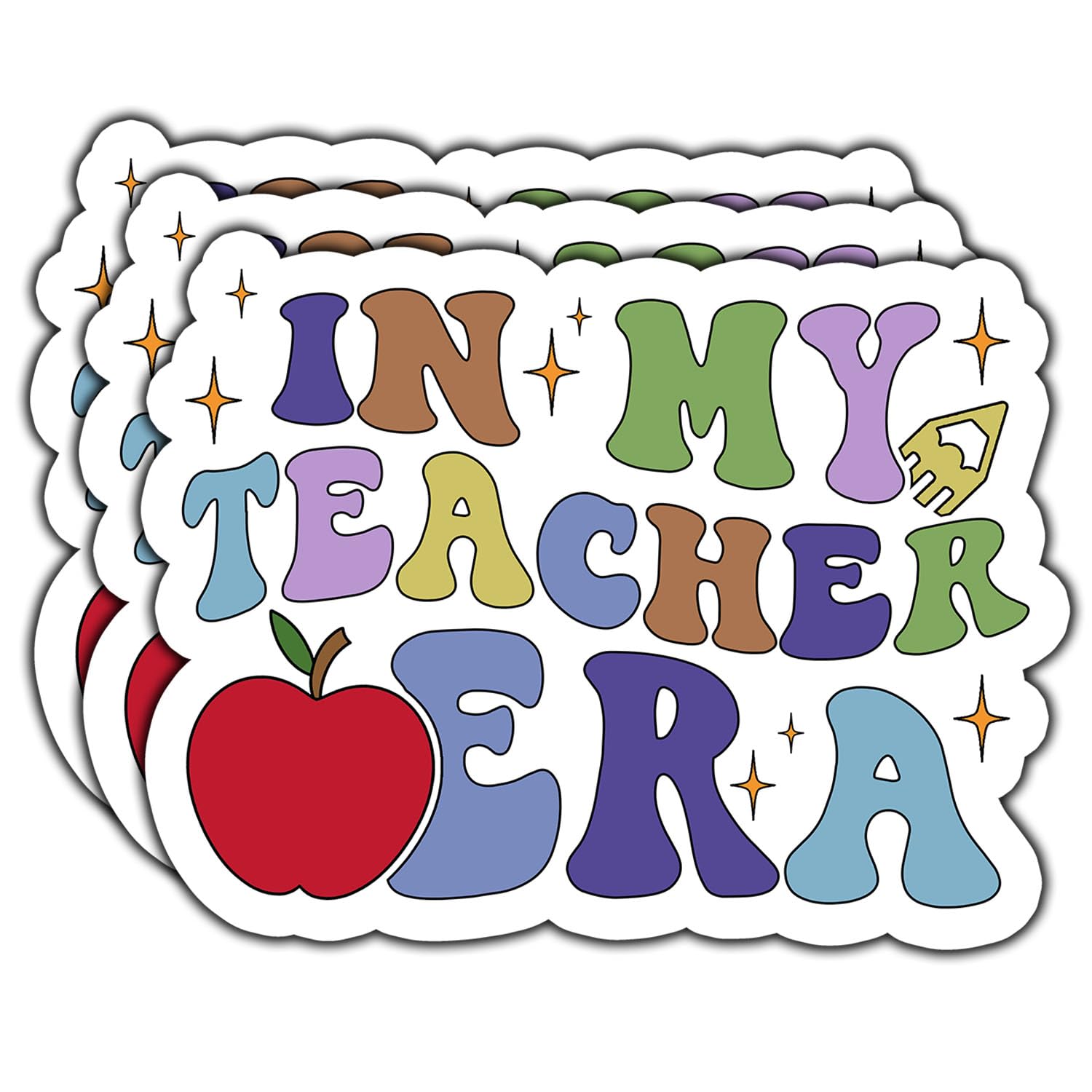 (3Pcs) in My Teacher Era Sticker Funny Teaching Quote Waterproof Vinyl Sticker Decals for Books Laptops Phone Water Bottles Kindle 3 Inch