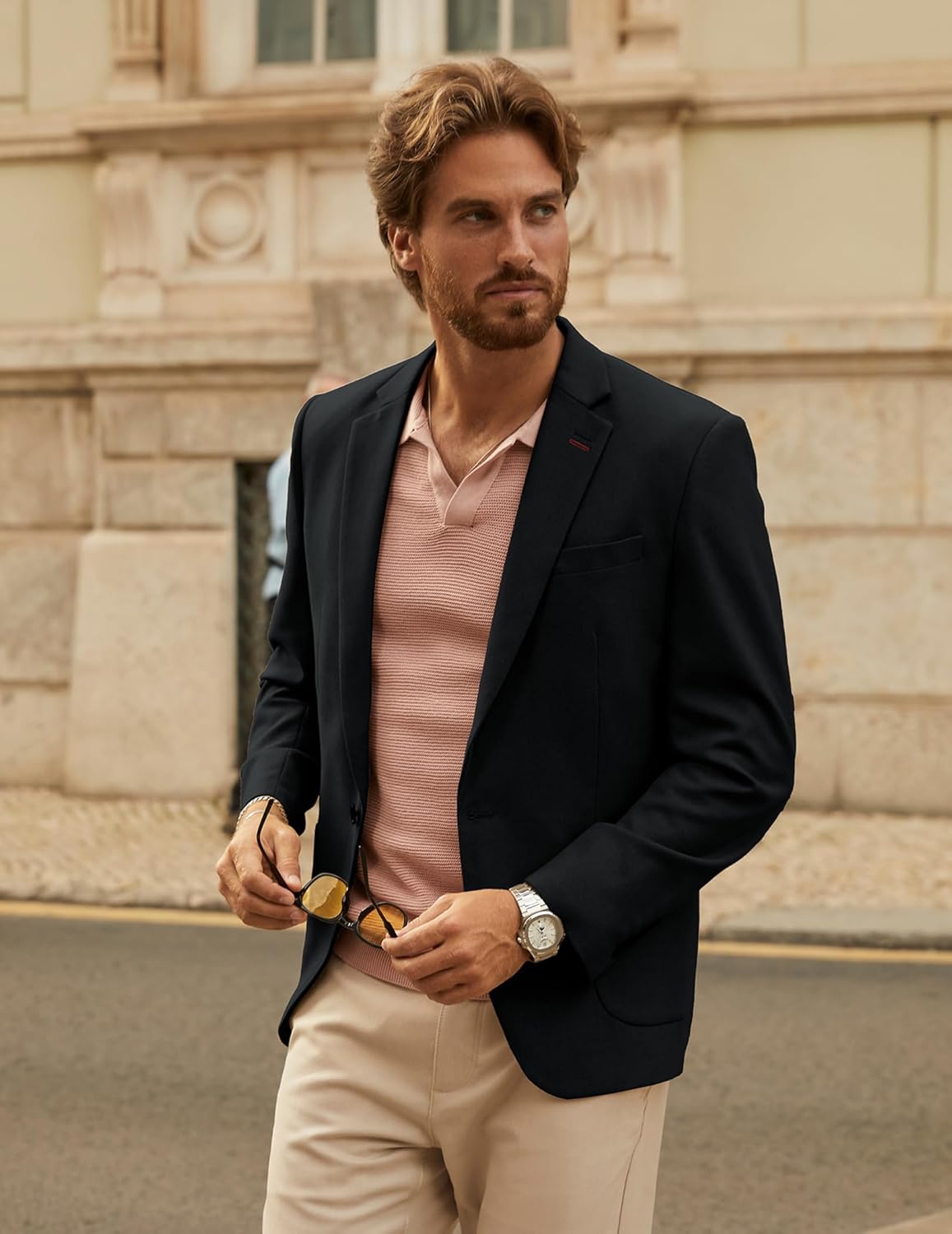 PJ PAUL JONES Mens Blazer Casual Sport Coats Lightweight One Button Suit Jacket for Summer - Image 2