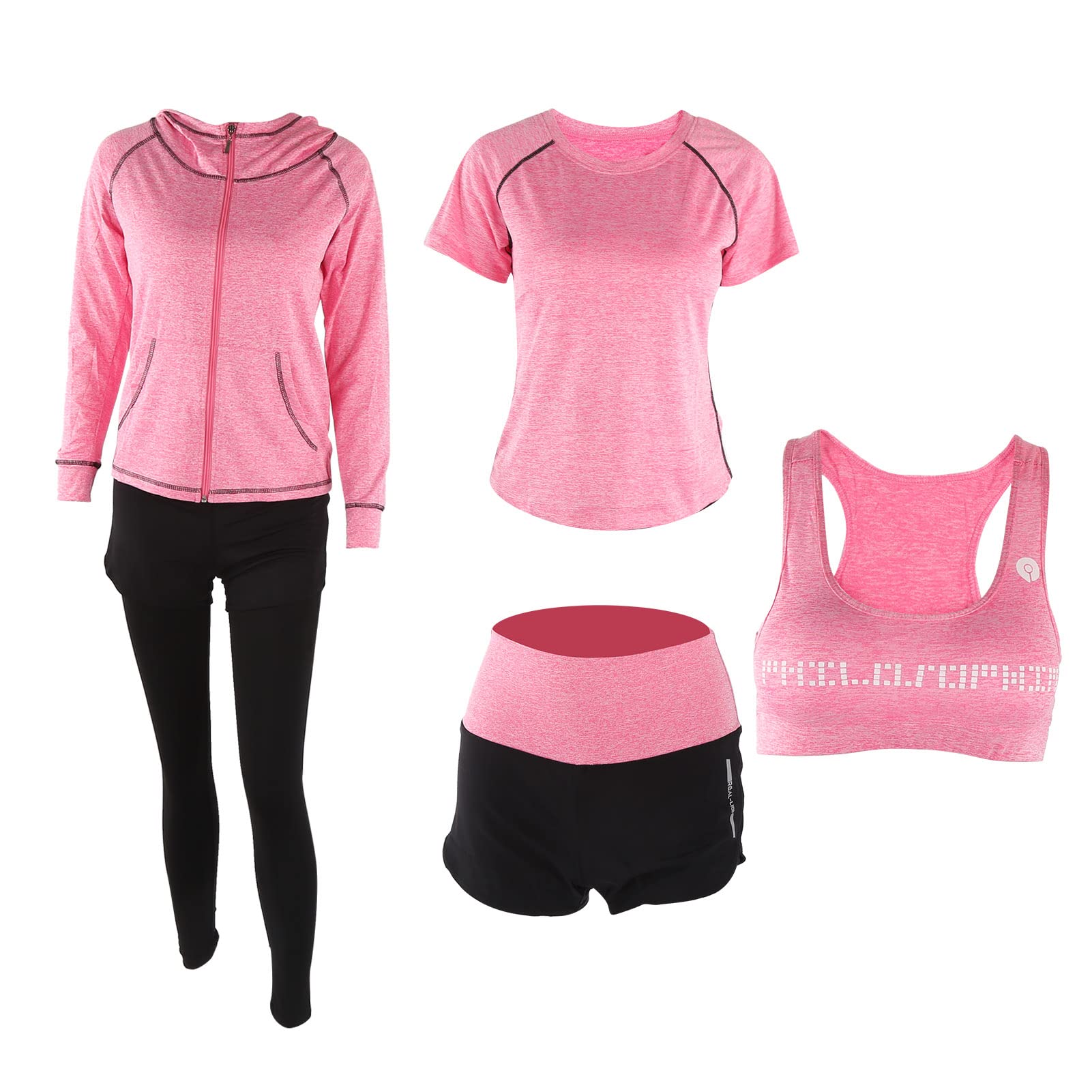 Set da Yoga Confortevole Elasticizzato 5 Pezzi Abbigliamento Sportivo da Palestra per Donna, Leggings Adatti per gli Appassionati di Fitness
