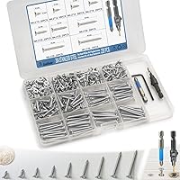 Vista 12 de Kit surtido de 440 piezas de tornillos de cabeza plana Phillips para madera, tornillos autorroscantes de acero al carbono con taladro para madera