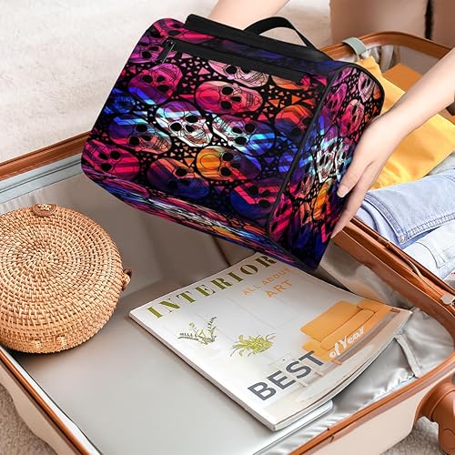 Miniatura 7 de Skull Art Design Toiletry Bag for Women Travel Makeup Organizer with Hanging Hook Traveling Cosmetic Bags for Toiletries Accessories