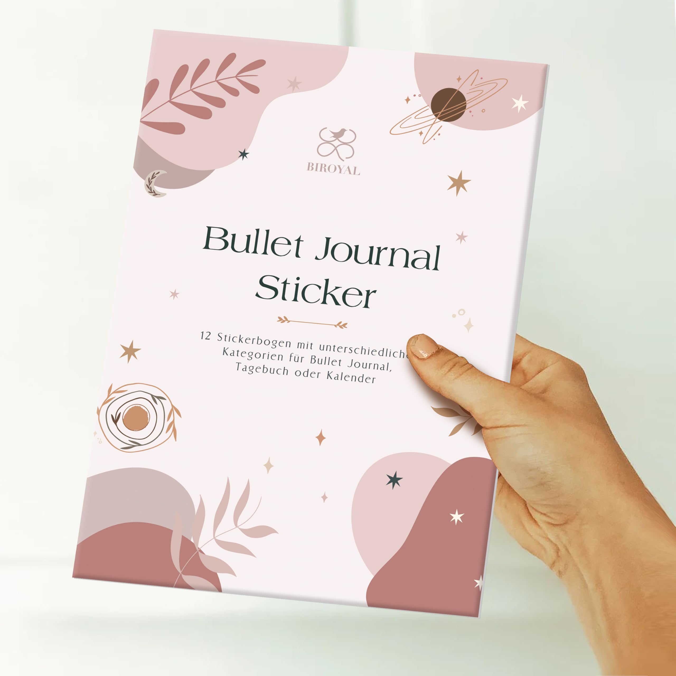 BIROYAL Bullet Journal zestaw naklejek, 12 arkuszy/1000 naklejek, naklejki na kalendarz, kalendarz do dziennika i planera