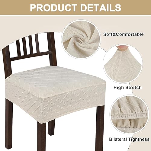 Miniatura 2 de NIBESSER Juego de 6 fundas de asiento para sillas de comedor, elásticas, suaves, extraíbles y lavables, fundas de cojín para comedor, fundas de