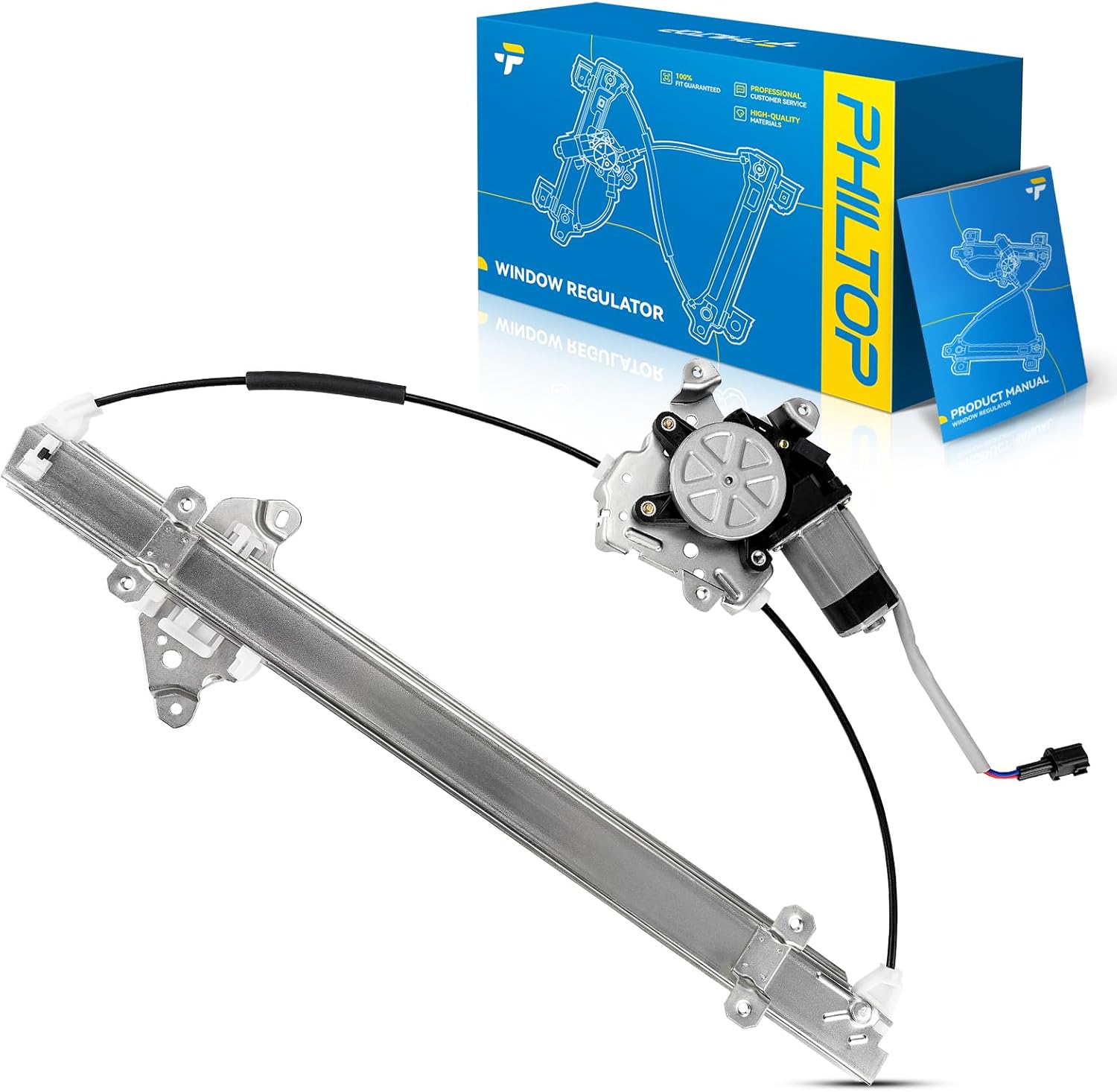 PHILTOP Front Right Passenger Side Power Window Regulator and Motor Assembly Compatible with 2005-2021 Nissan Frontier 2005-2015 Nissan Xterra 2005-2006 Nissan Pathfinder Replaces 741-349
