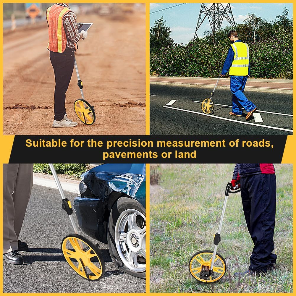 Measuring Wheel, 0-9999.9m Large Diameter Foldable Distance Measuring Wheel with Storage Bag for Surveyor Farmer, Wheel Diameter: 32 cm(Diameter: 32 cm)
