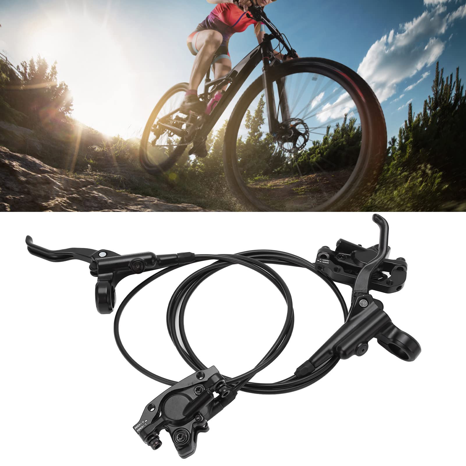 Ensemble de freins à disque de vélo, ensemble de freins à pression d'huile hydraulique pour vélo de montagne, entraînement à double piston avec 2 rotors de disque de frein