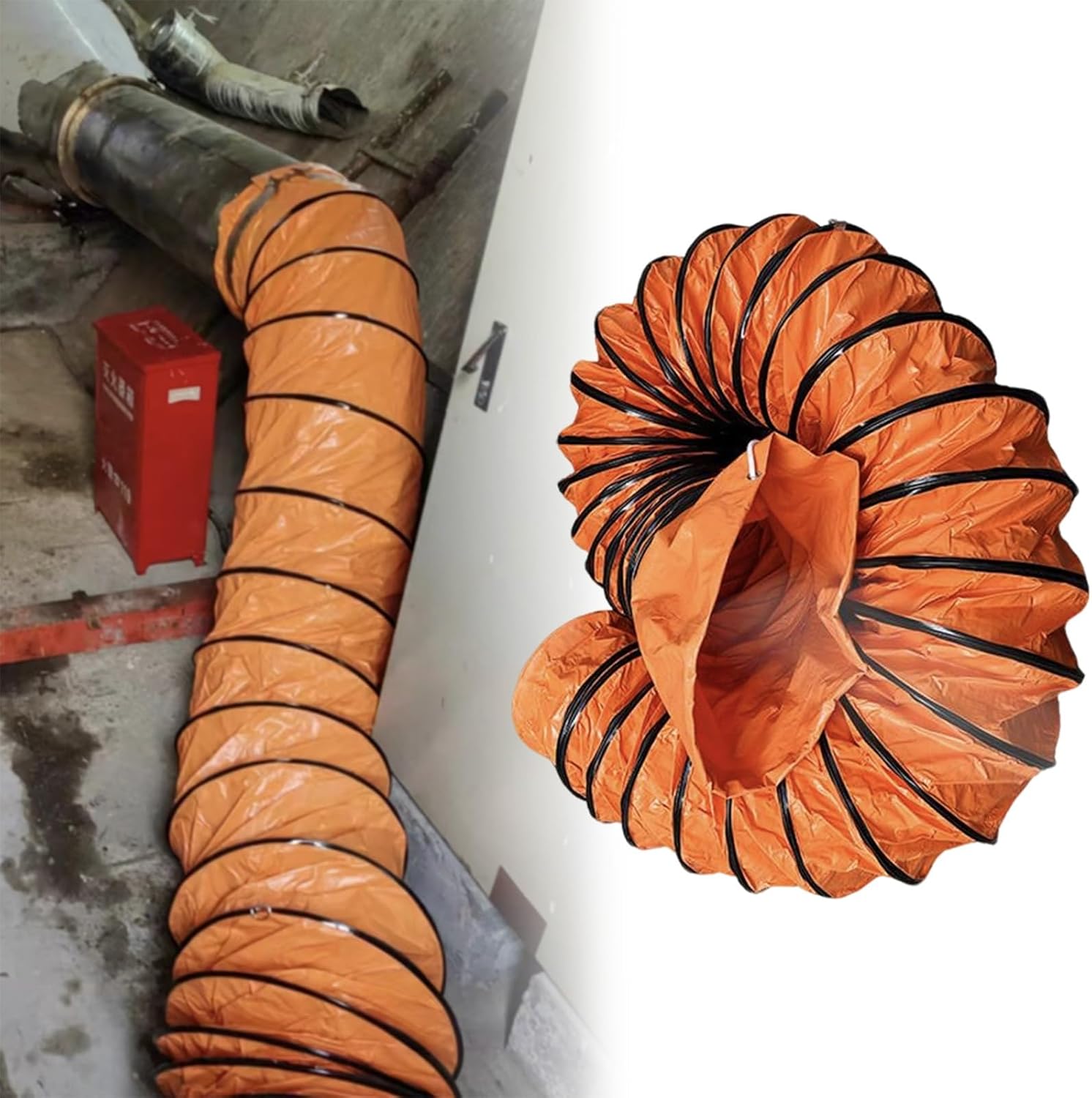 10ft Blower Fan Duct Hosing, Portable Lightweight Air Duct Hose for Farms/Tunnel, Flexible Industrial Ventilation Pipe Plastic Tubes(ID 450mm(17 7/10"))