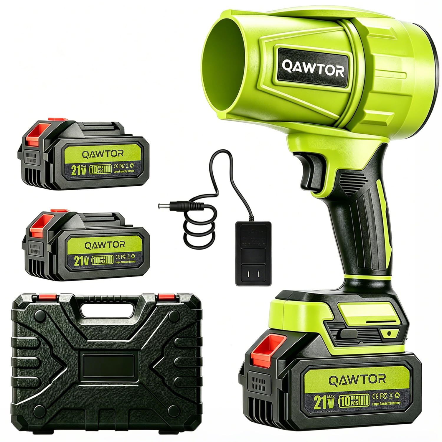 Leaf Blower Cordless – 580,000 RPM, 21V Lightweight Mini Blower with 2×4.0Ah Batteries & Fast Charger – Handheld Electric Turbo Blower for Patio, Lawn, Garage & Car Drying