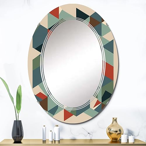 Miniatura 2 de DesignQ Mid-Century Retro Dimensions VII- Vanity Mirror, Bathroom Mirrors, Wall Mirrors for Living Room, Bedroom - Oval Mirror - Large 20'x30',