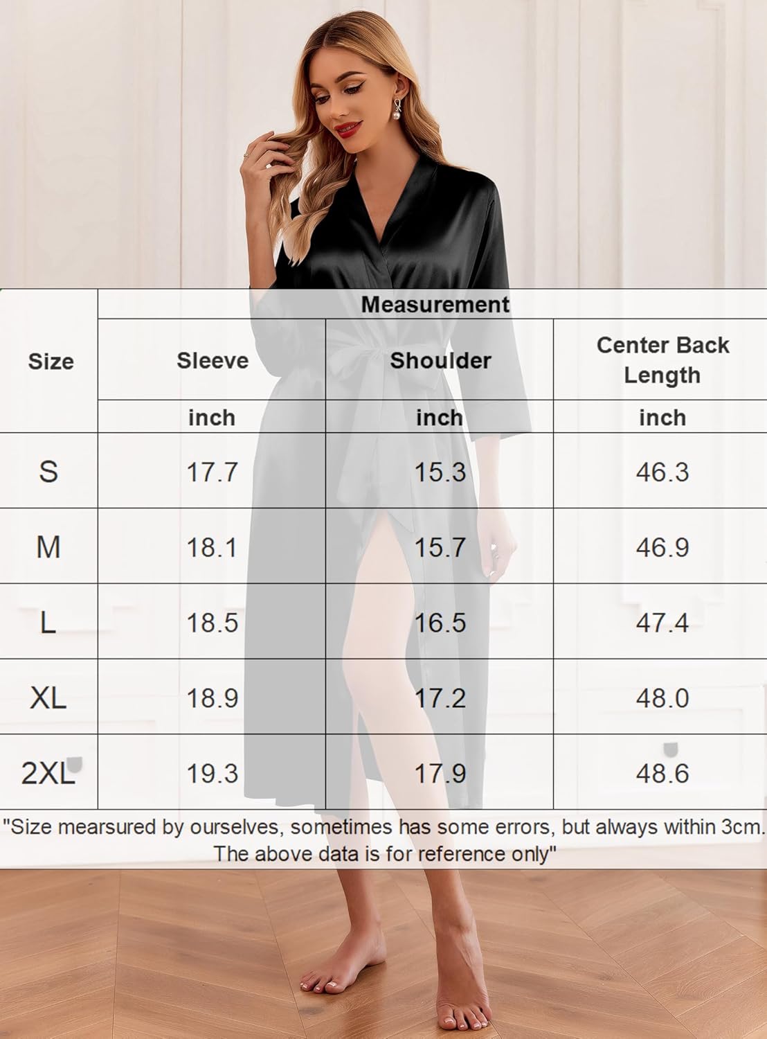 Ekouaer Silk Robes for Women Long Satin Bride Bridesmaid Wedding Party Robes Lightweight Sexy Sleepwear with Pockets - Image 6