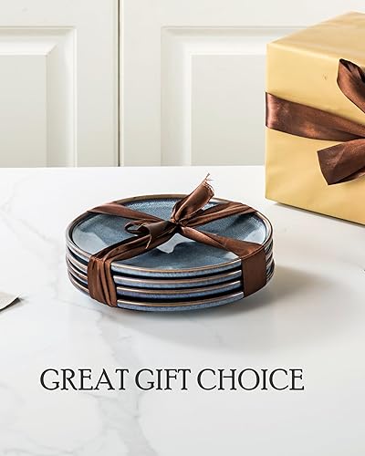 Miniatura 7 de UNICASA Platos de postre de cerámica, juego de 4 platos de ensalada, platos redondos de 8.25 pulgadas para pasta, juego de vajilla de cerámica para