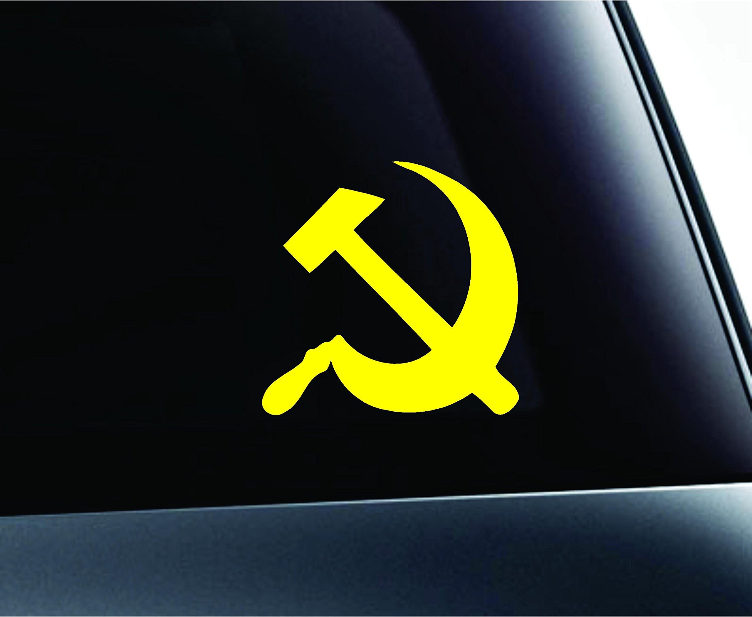 USSR Soviet Sickle Union Russia Computer Laptop Symbol Decal Family Love Car Truck Sticker Window (Yellow)
