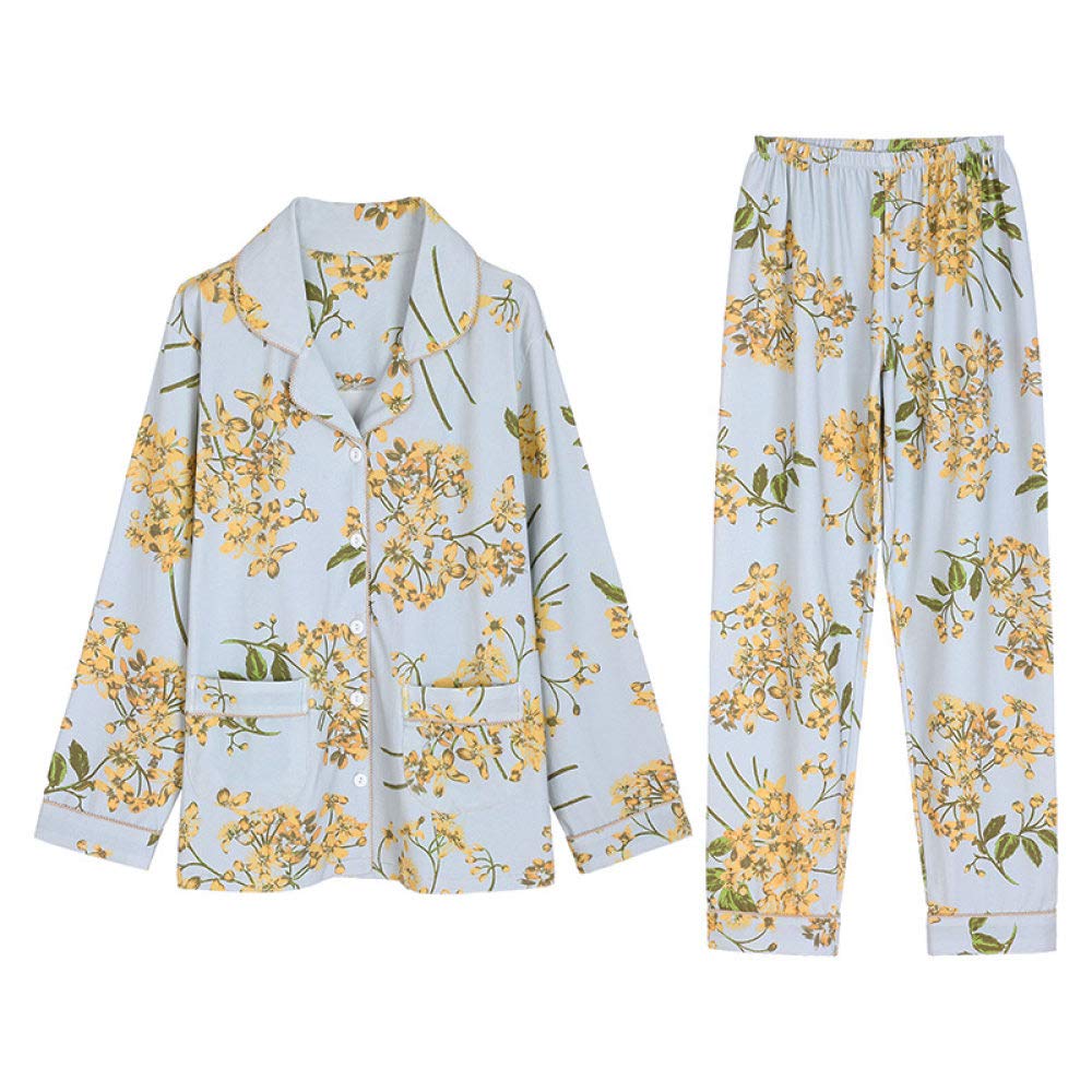 Conjunto De Pijamas De Mujer,Conjunto De Pijama Suave De 2 Piezas Ropa De Dormir De Algodón Con Estampado Floral Clásico Ropa De Dormir De Manga Larga Con Botones Primavera & Loungewear De Otoño P