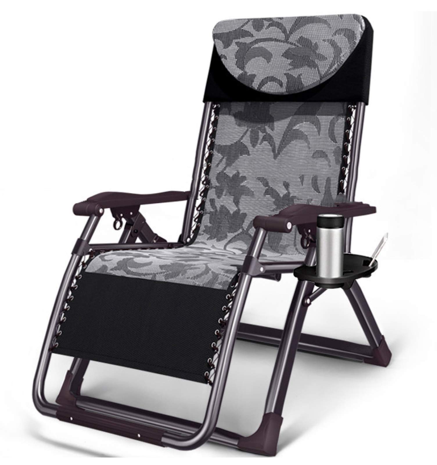 Chaise de camping pliante Zero Gravity grise contre le mal de dos en extérieur