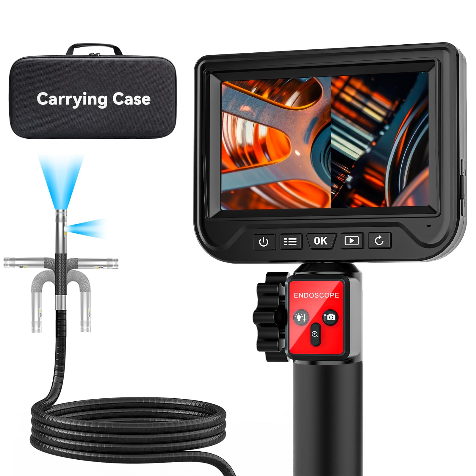 5インチIPS ファイバースコープ　5m LEDライトの他に赤外線モードも 32GB microSD付属　使用少