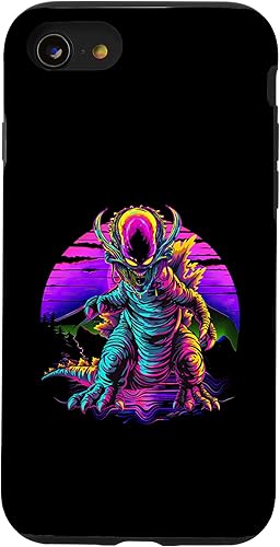 Miniatura 17 de iPhone 14 Retro Funny streetwear Synthwave 80s 90s spacezilla alien Case