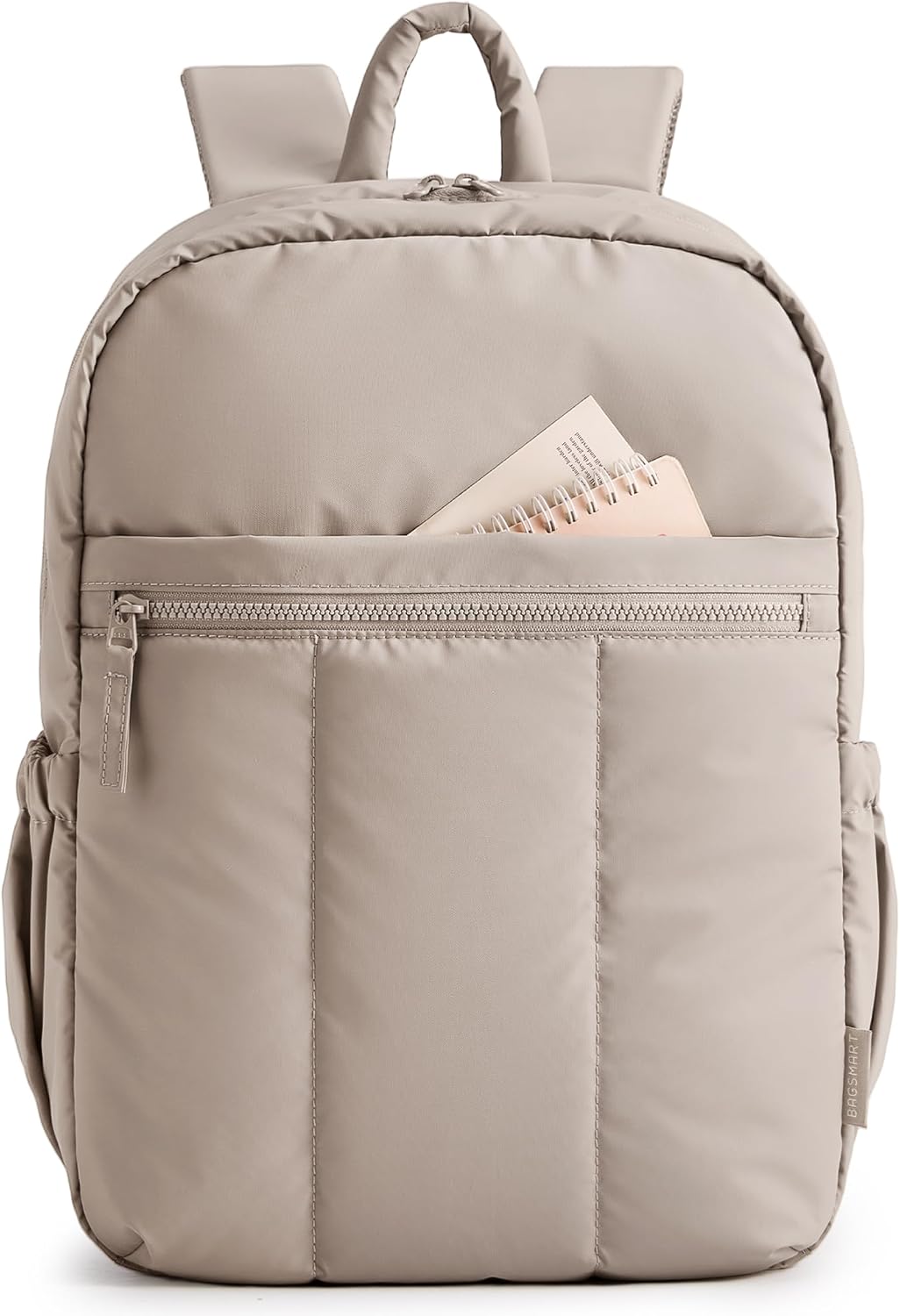 BAGSMART Backpack for Women, Travel Backpack with Large Side Pocket, 15.6 Inch Work College Backpack Purse, Waterproof Business Teacher Laptop Bag, Camel