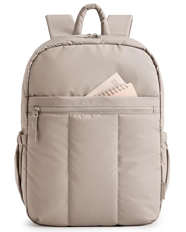 BAGSMART Backpack for Women, Travel Backpack with Large Side Pocket, 15.6 Inch Work College Backpack Purse, Waterproof Business Teacher Laptop Bag, Camel by BAGSMART - Used condition - US$13.18