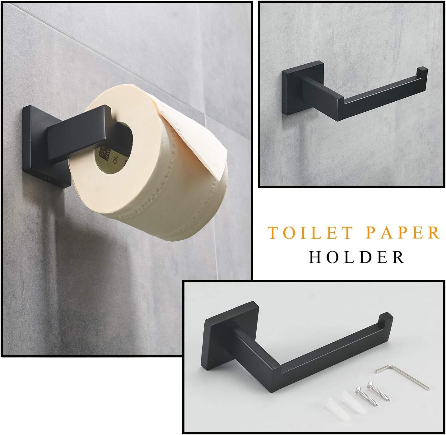Conjunto de Accesorios de baño, 5 Piezas de Acero Inoxidable Juego de Hardware de baño montado en la Pared, Set de Colgante de Hardware del Inodoro