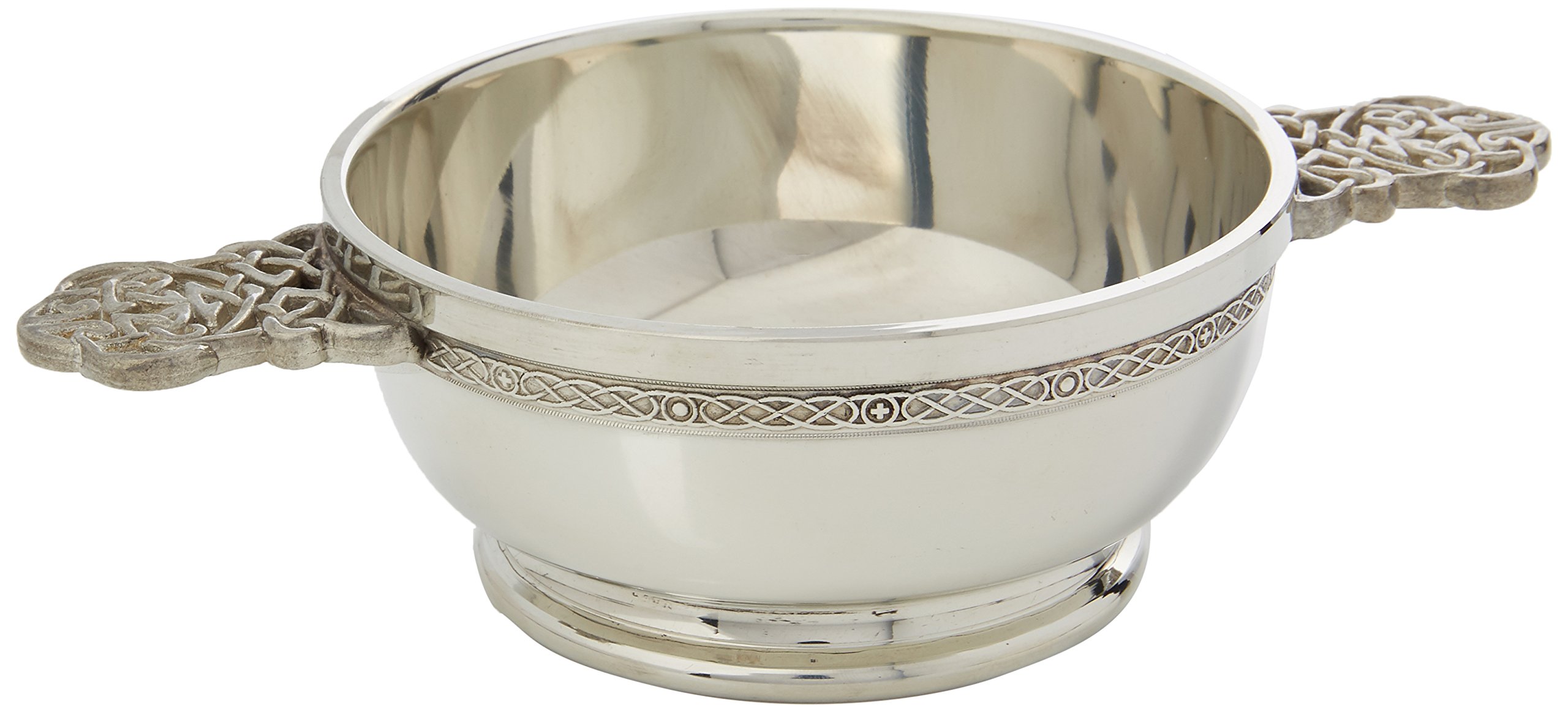 Edwin Blyde & Co Quaich with Ornate Celtic Wire and Celtic Knot Handles, 4 Inch, Pewter