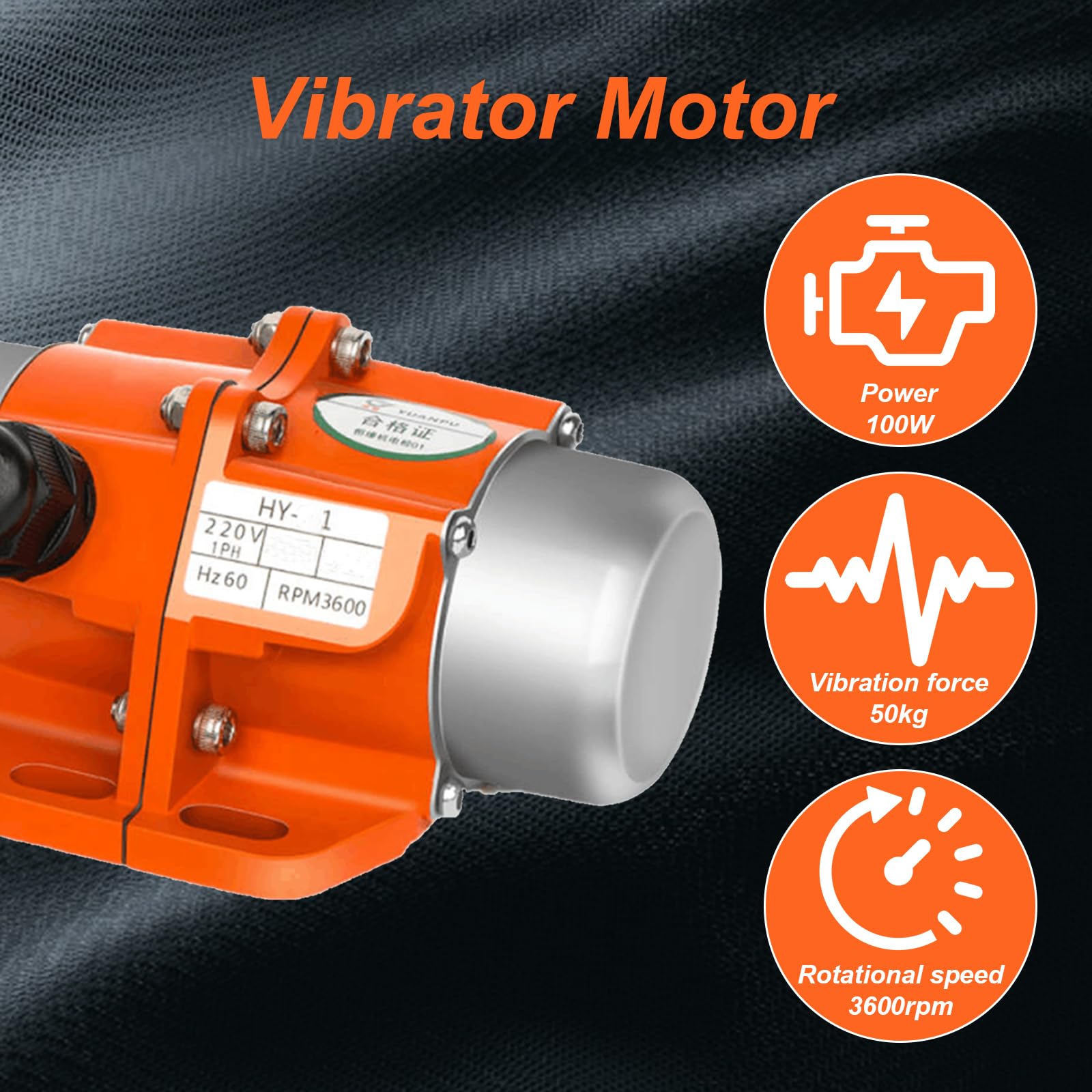 Motore a vibrazione, 220 V, 100 W, con regolatore di velocità, 3600 giri/min, motore a vibrazione monofase, forza di vibrazione: 50 kg, vibratore per mangiatoio/filtro vibrazione/edificio/mineraria
