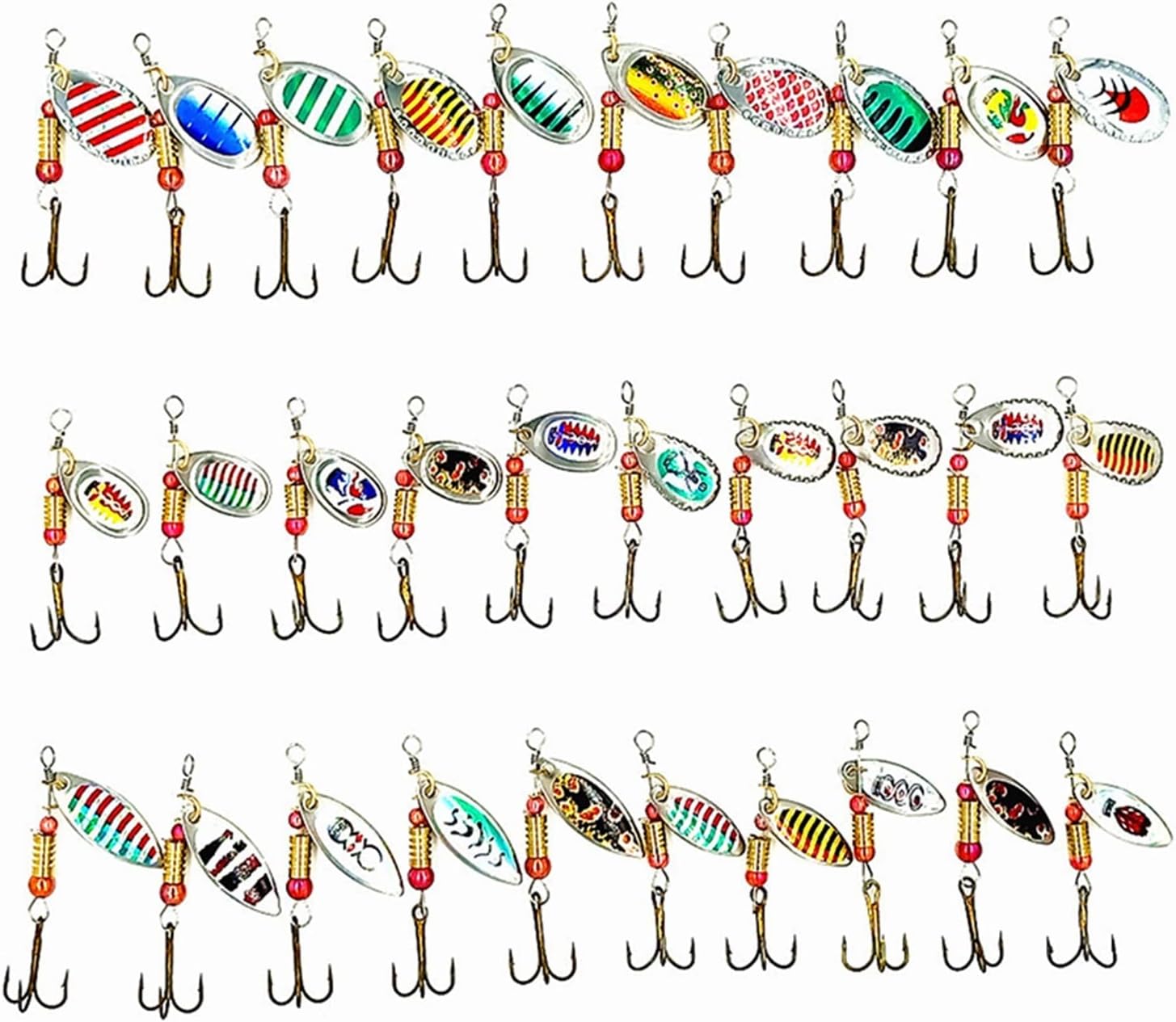 30pcs Colorful Spoons Spinners Fishing Lure KitFishing Tackle Accessories for Fishing Bait