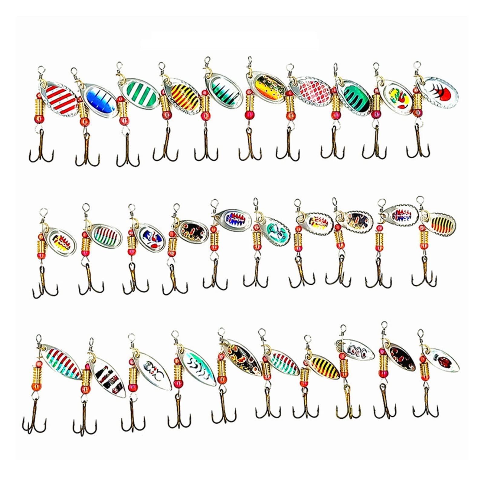 XILILHC Leurre de pêche avec cuillères colorées, 30 pièces