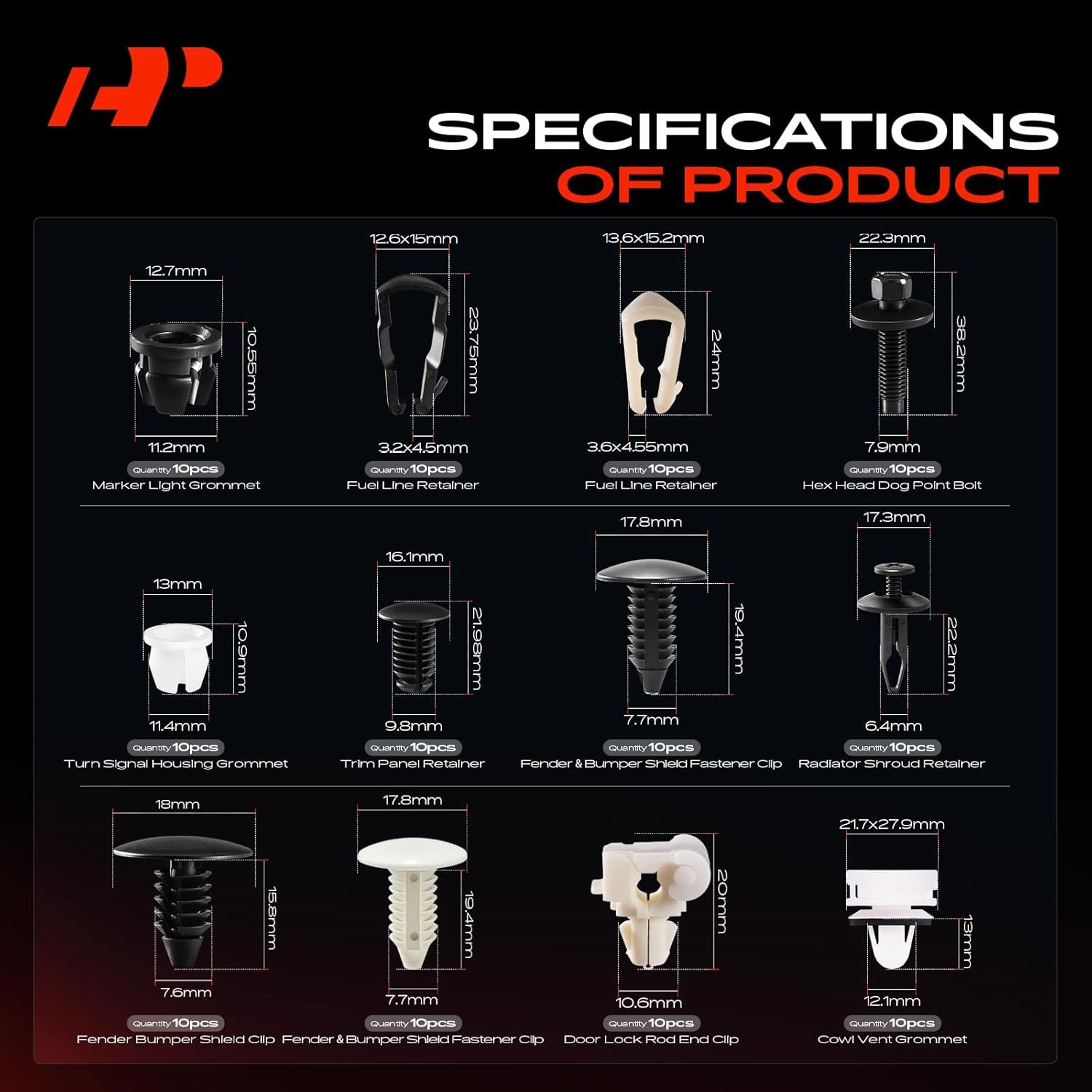 A-Premium 230 PCS 23 Sizes Car Retainer Clip Kit Compatible with Ford F-150 1997-2003, Bumper Fender Door Lock Rod Trim Panel Auto Push Pin Plastic Rivet Fastener Replacement Set, w/Removal Tool