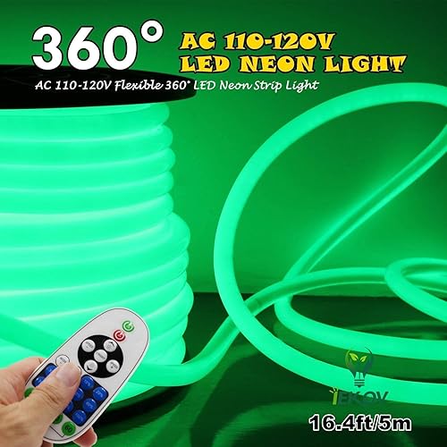 Miniatura 9 de IEKOV - Tira de luces LED de neón de 360 con corriente alterna de 110-120 V, tira de luces LED de neón flexibles de 360 grados, regulable e
