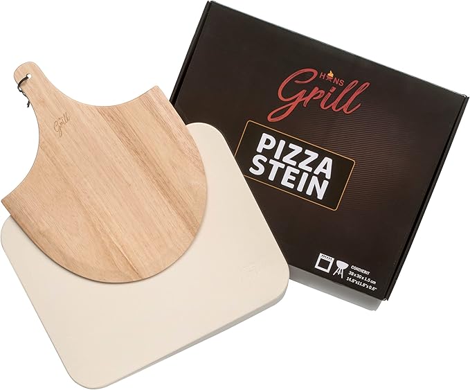 Hans Grill Pizza Stone Set for Oven or BBQ Large Baking Stones with