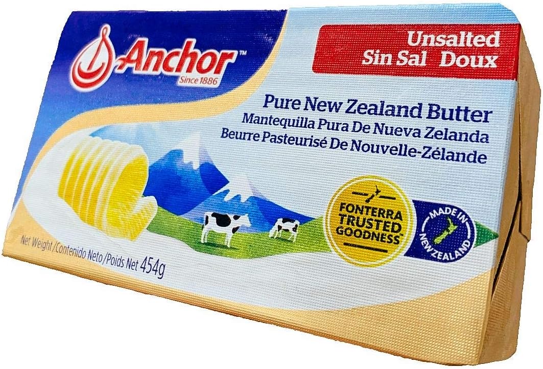 Anchor Butter New Zealand, Salted. Pack of 2 x 16oz packs (2lb)