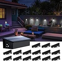 Vista 11 de Luces solares que cambian de color para valla al aire libre, impermeables, para pared, cubierta, patio, riel, escalera, patio, piscina con 8 modos
