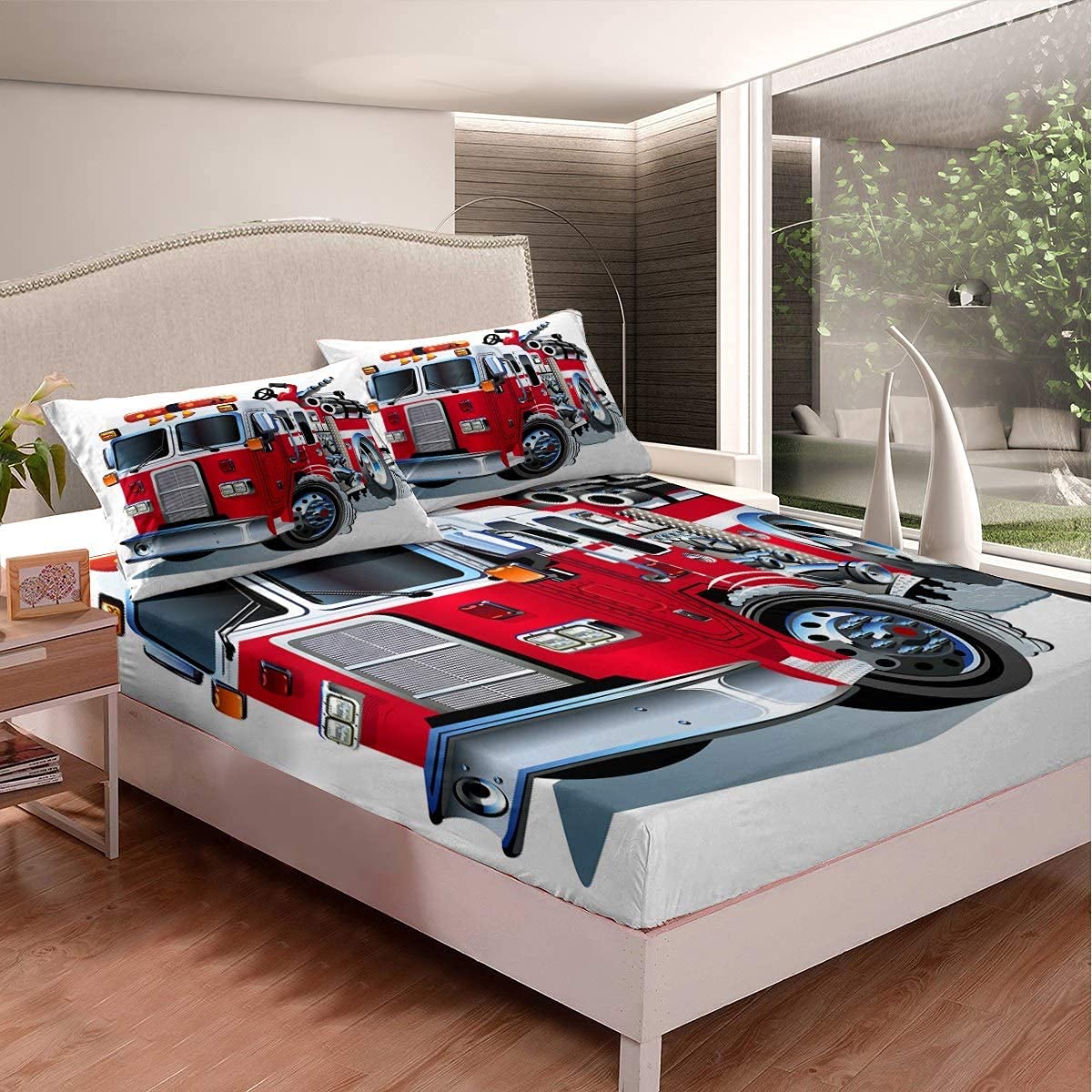 Couverture Enfant 100x130 Cm – Imprimé Camion De Pompier/police – Microfibre Polyester Douce – Pour Lit, Canapé, Pique-nique