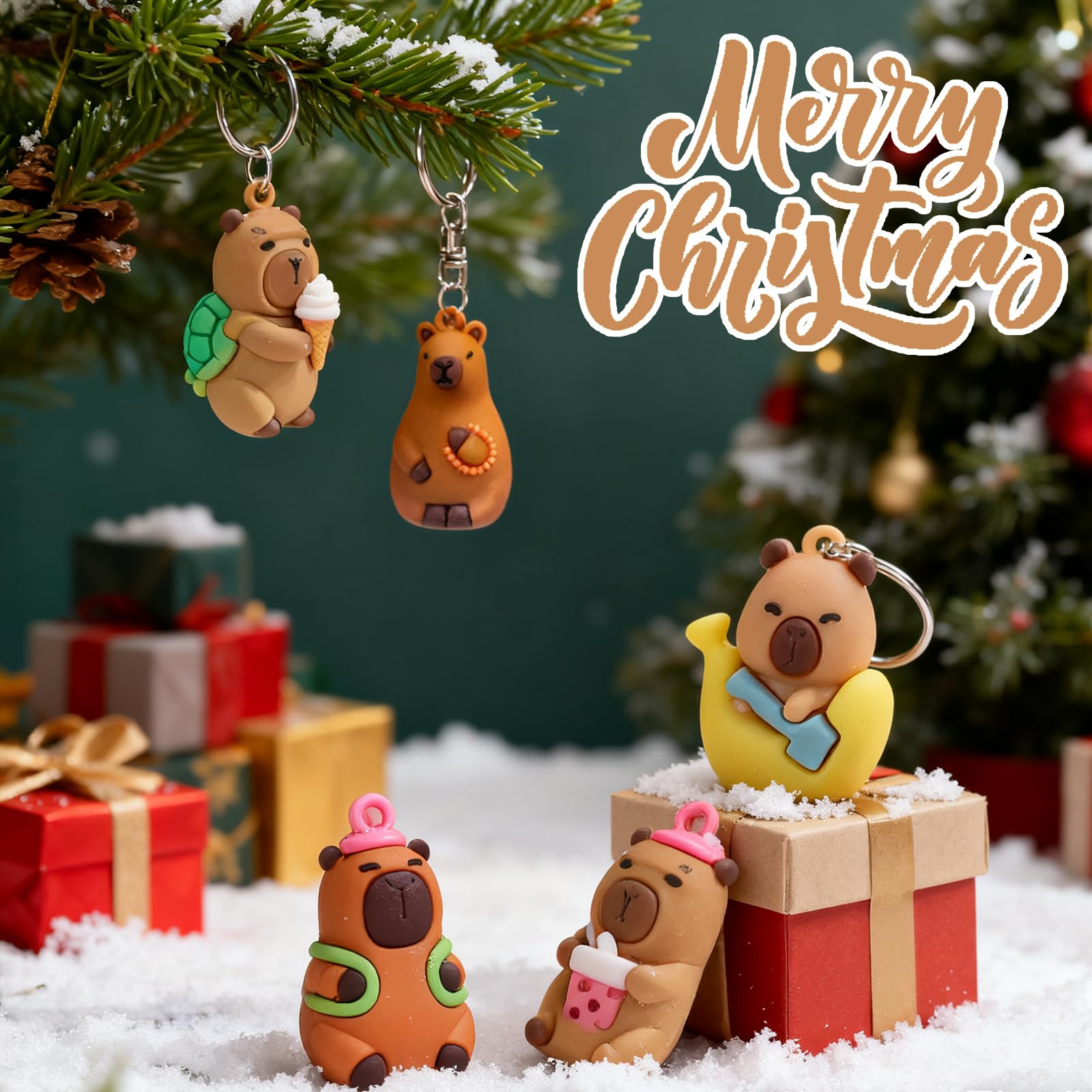 2025 Compte à rebours de Noël avec 24PCS 3D Poupée miniature de capybara 24day Mignon pendentif de calendrier de compte à rebours de Noël pour cadeau d'enfant - Chine Jouet compte à