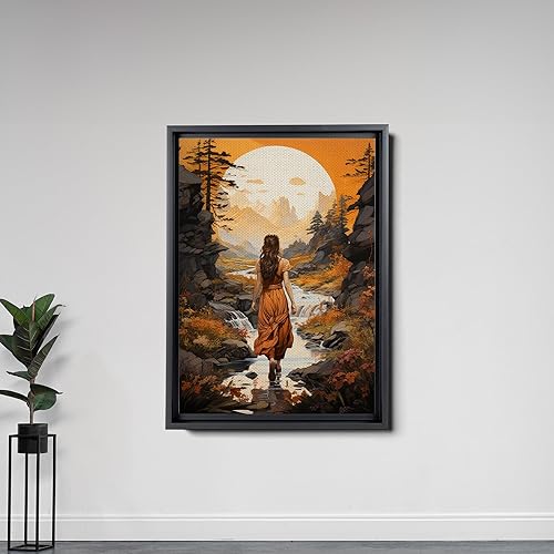 Miniatura 7 de Minimalist Wood Mountain Lake Landscape Panorama Wall Art,Forest Tree Earth Tones,Modern Nature Lake House Wall Art,Boho Wall Decor Hanging, Decor