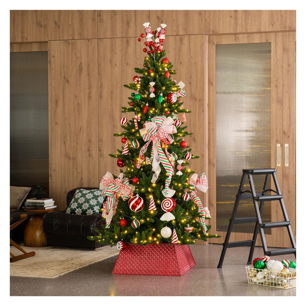 Glitzhome Collier trapézoïdal en métal tressé pour sapin de Noël rustique pour décoration de fête de 65,4 cm de long