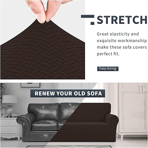 Vista 37 de Easy-Going Funda de sofá reclinable de jacquard elástico, suave de 4 piezas, con lazo elástico, protector de muebles lavable para niños, mascotas