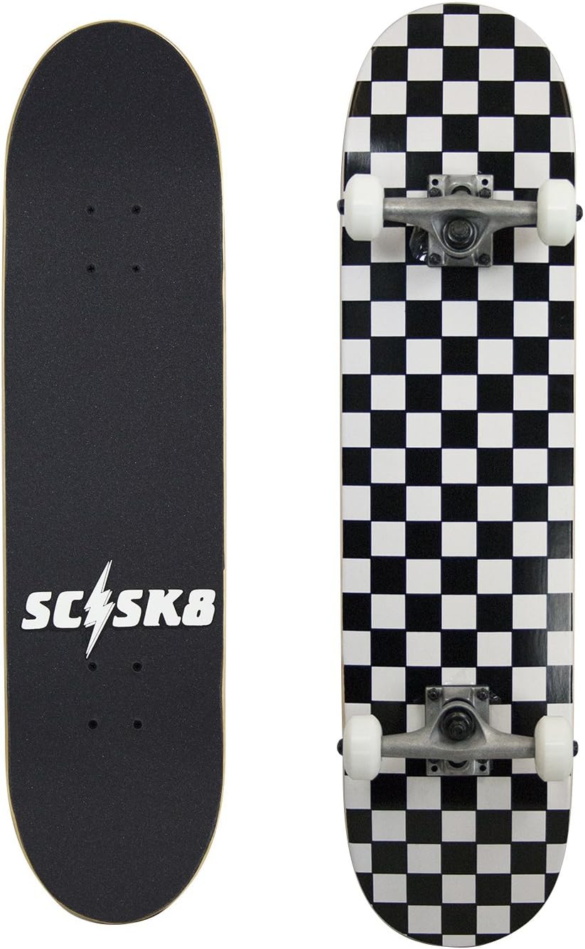 Pro Skateboard/Crusier Pre-Assembled Complete (White Checkered)