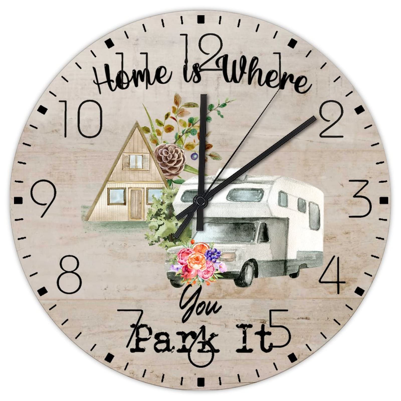 Horloge murale en bois pour camping-car : déco nature et silencieuse d'aventure